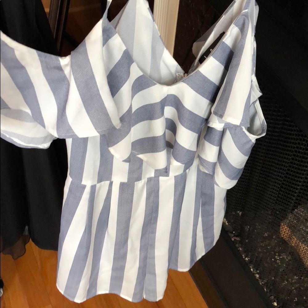 Blue and white romper